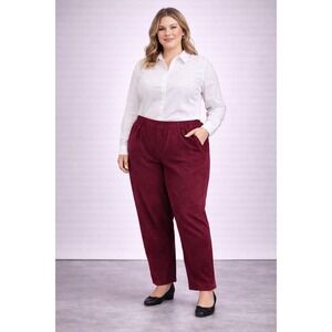 Coldwater Creek Women's Burgundy Pull-On Pants‎ Size 18W Cotton Stretch NWT